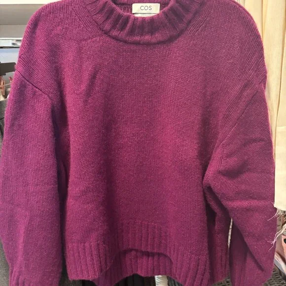 RARE COLOR PURPLE COS Chunky 100% Cashmere Sweater - Picture 3 of 4